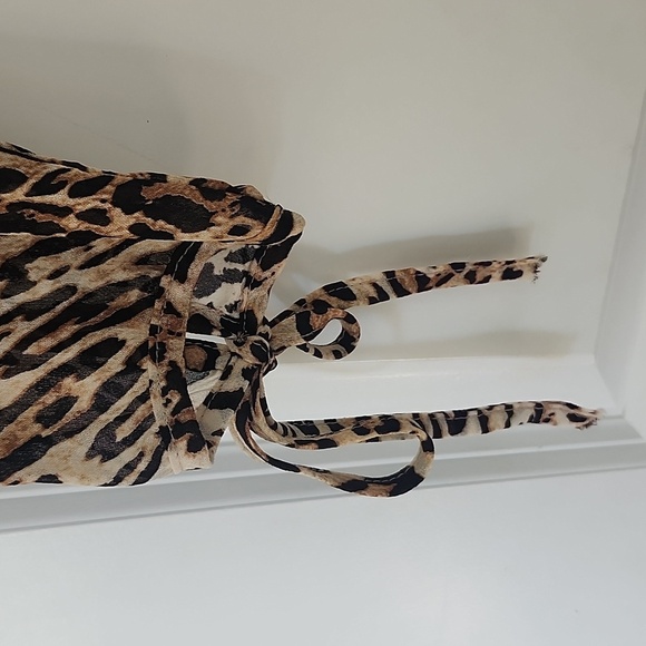 Vintage Cache Bodysuit Plunge V Neck Animal Print Long Sleeves Top Size M - Picture 4 of 13